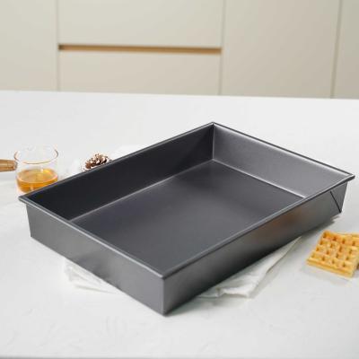 China Starck Viable 13.5 Inch Gray Heat Resistant Carbon Steel Deep Rectangular Bakeware Non Stick Tray Chocolate Cake Baking Molds for sale