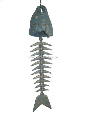 China Religious Solid Metal Fish Head and Bone Bell Wind Chime for sale