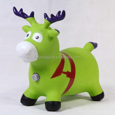 China Bingxue inflatable 1300g inflatable toy pvc with music horse jumping animal plastic toy for kids for sale