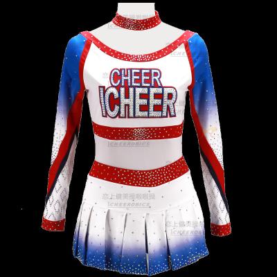 China Breathable Girls Long Sleeve Shiny Waves Dance Gymnastics Leotard Equipment Metallic Sport Cheerleaders Dress for sale