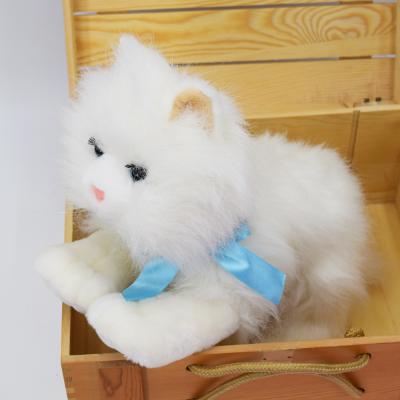 China Pretty Gift Fuzzy Lifelike Stuffed Custom Soft Plush Toy White Cat for sale