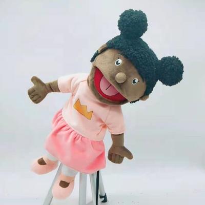 China Eco-friendly/Cute/Handmade Full Body Puppet Ebony Skin Plush Puppet Black Girl Toy for sale