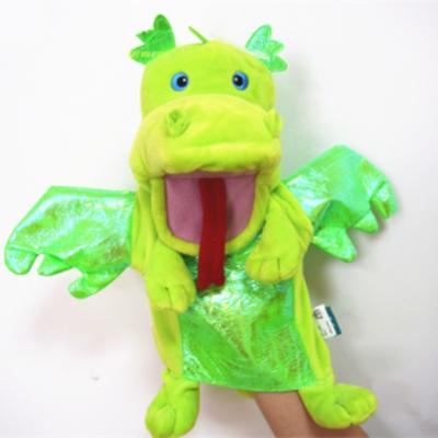 China Brilliant Green Dragon Hand Puppets Flying Wings Stuffed Animals Kid Funny Cute Stuffed Animals for sale