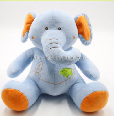 China Personalized Eco - Friendly Plush Blue Elephant , Cute Long Nose Elephant Plush Soft Baby Toy for sale