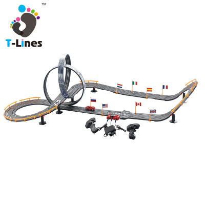 China High Quality Material Eco-friendly Carryover DIY Electric Racing Set Miniature Race Car Toys 1/64 Track Rail For Kids for sale