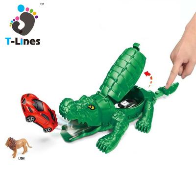 China Enjoy Fun 2021 Funny Plastic Animal Alligator Playset Crocodile Catapult Game Toys For Children for sale