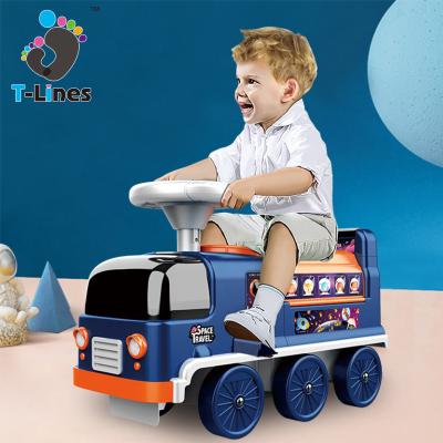 China Space Bus Eco-friendly Material Creative Ride On Toys Big Baby Swing Car Slide Twist Twist Steering Wheel Manual Plastic Educational Light For Children for sale