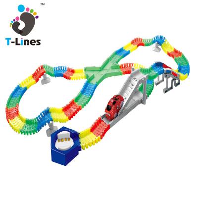 China New Design Eco-friendly Material Magical Miniature Race Car Glow Tracks Track Plastic Colorful Racing Race Toy For Kids Electric Funny Set Glow Game for sale