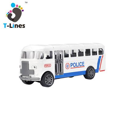 China Wholesale Eco-friendly Material Pull Back Die Cast Car Alloy Metal Die Cast Mini Police Fire Construction Bus Model Toy for sale