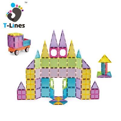 China Building Blocks Toy Popular Preschool Educational Magnetic Set Building 3D Magnet Tiles For Kids 85Pcs for sale