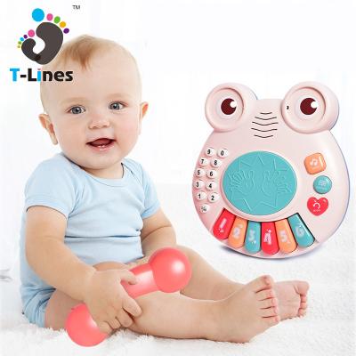 China ABS Early Educational Toy Kids Musical Mobile Phone Piano Drum Toys Music Story Smart Learning Game For Children for sale