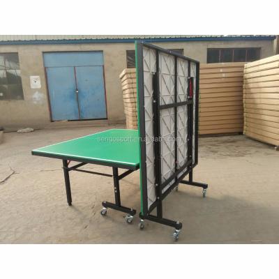 China Popular outdoor HDF/MDF SMC top and green color ping pong table for sale