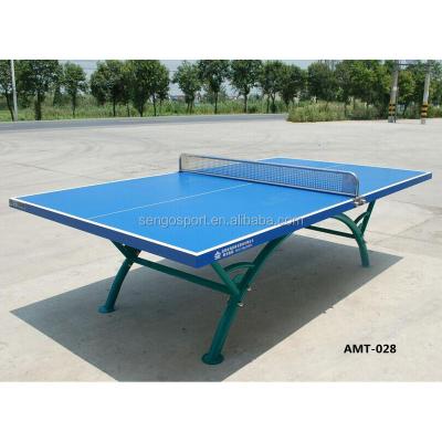 China HDF/MDF design modern cheap blue color rainbow shape outdoor ping pong table for sale