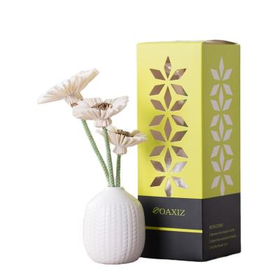 China 2021 Viable Reed Diffuser Sets Pure White Hot Scent Reed Diffuser With Flower for sale