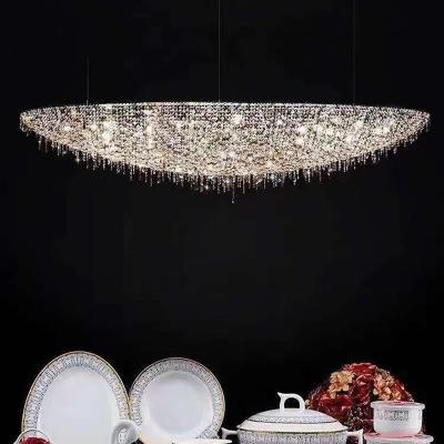 China Modern Simple Light Exaggerated Crystal Chandelier Linear Fixture Round Hanging Lamp For Dining Room for sale