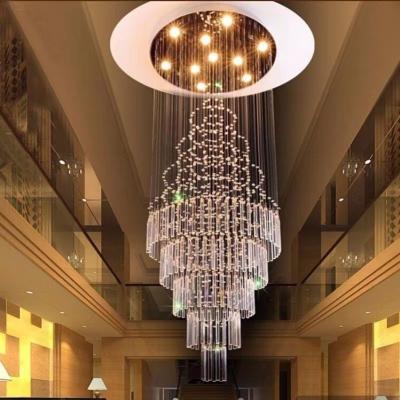 China Nordic Modern Luxury Hotel Hanging Large Long Living Room Wedding Led Ceiling Modern Crystal Chandelier Pendant Light for sale