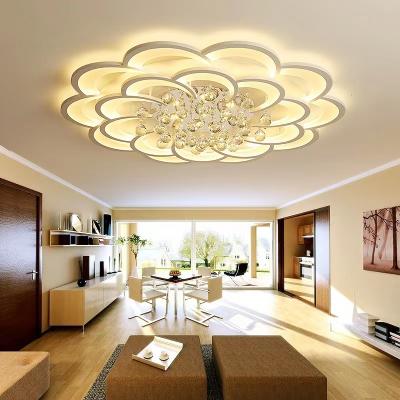 China Outdoor Mounted LED Flower Shape Crystal Ceiling Lights Living Room Bedroom Light Dining Room Lamp Crystal Chandelier Hall Ceiling Lamp In The for sale