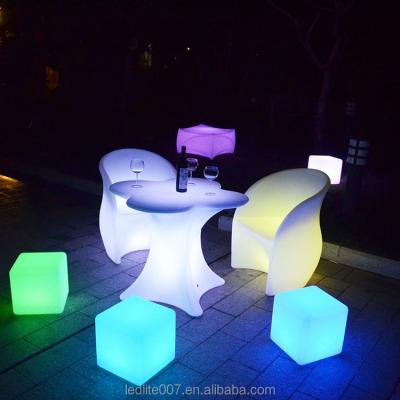 China Modern Optional Waterproof Cube Party Nightclub Color Stools Outdoor LED Chair Sets LED Light For Garden And Villa for sale