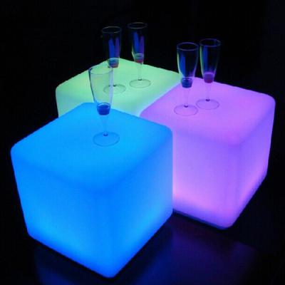 China Modern 40cm LED cube seat, PE plastic shell, 16 colors light up with IR remote control, IP68 waterproof for sale