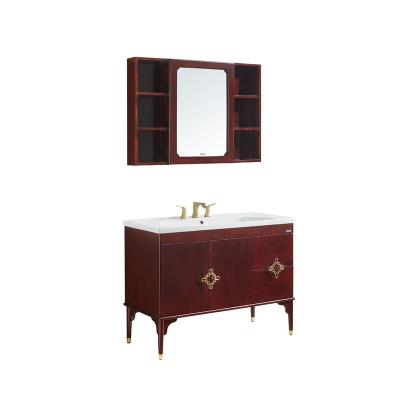 China ANNWA Foshan CLASSIC Furniture Windsor Annatto Solid Bathroom Wood Freestanding Cabinet N1M11G03-H for sale