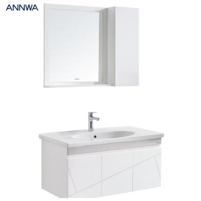 China N1P95G15-A Modern White Color Waterproof Modern Bathroom PVC Classic Cabinet for sale