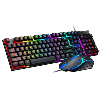 China TWOLF TF200 Plug and Play Wired Keyboard and Mouse Combo Computer Mechanical Feel Backlight for PC LED Rainbow Desk Light for sale