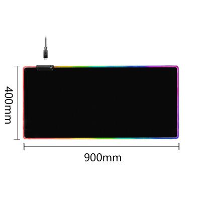 China Durable CE Certified Full Logo Extended Large XXL 900x400x4mm Woven Fabric By Custom Micro English Glowing Lighting RGB LED Gaming Mouse Pad for sale