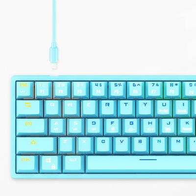 China Multimedia Keys Custom 61 Keys Pudding Keytop Wired Mechanical Keyboard With Transparent Cover RGB Led 60% Hot Swap Mechanic Keyboard for sale