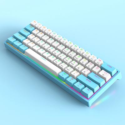 China White Multimedia Keyboard RGB 61 Keys PBT Computer Gaming 60% Usb Wired Gamer Hot Swap Lightweight Led Mechanical Keyboard for sale