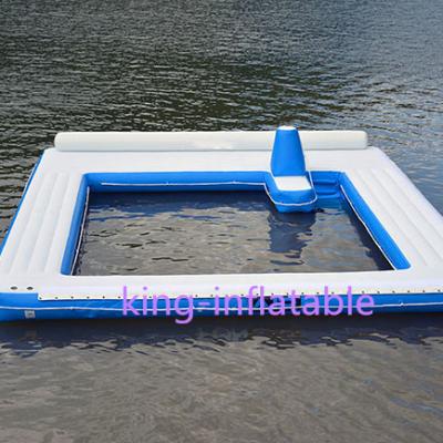 China New Design High Quality Anti Jellyfish Square Brand Plato Brand PVC Tarpaulin Inflatable Sea Floating Pools For Yacht for sale