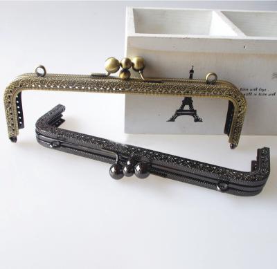 China Purse accessories wholesale 21cm frame metal popular square embossed handbag handle frame lock for sale