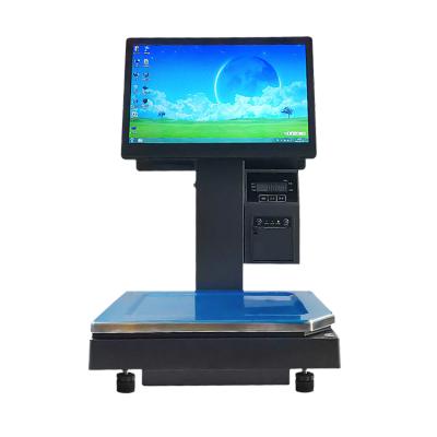 China Supermarket All In One Double POS Touch Screen Cash Register POS Scale With Thermal Receipt Printer For Retail Store PC06 for sale