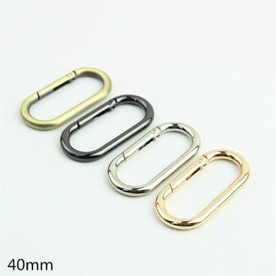 China Metal luggage hardware bag accessories spring open oval egg shaped ring connecting buckle bag with lifting ring40mm for sale