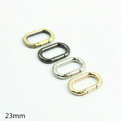 China Metal Luggage Hardware Bag Accessories Open Oval Egg Shaped Spring Ring Buckle Connecting Bag With Lifting Ring23mm for sale