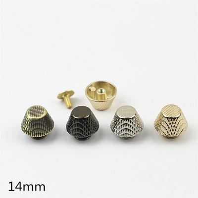 China Metal luggage hardware accessories embossed bottom foot nail bucket decoration nail screw 14mm for sale