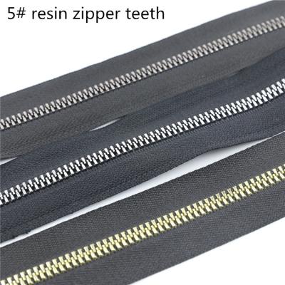 China Plastic shoes clothing accessories bag teeth zipper accessories no. 5 Imitation Metal Teeth Resin Teeth Zipper Code Viable for sale