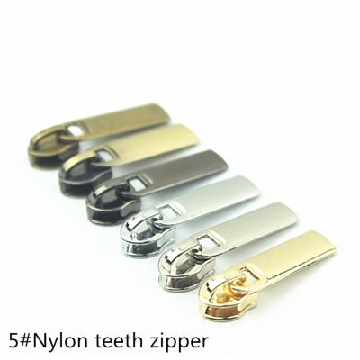 China Other luggage handbag hardware accessories hanging and plating rubber teeth nylon teeth zipper puller no. 5 for sale