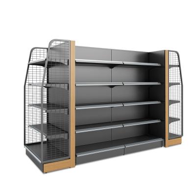 China Heavy Duty Double Sided Double Sided Display Rack Supermarket Display Furniture Gondola Shelf Retail Cold Rolled Steel Store Shelves for sale