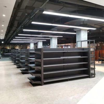 China Factory Price Supermarket Display Furniture Rack Metal Shelves High Quality Double Sided Grocery Store Shelf For Sale for sale