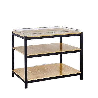 China Morden Adjusting Supermarket Equipment 3 Tiers Supermarket Promotion Table Display Metal Wood Rack Retail Display Table For Sale for sale