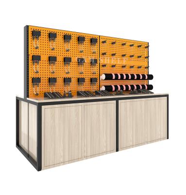 China Fashion Heavy Duty Metal Garage Tool Cabinet With Pegboard Customized Retail Double Sided Hardware Display Rack Rack for sale