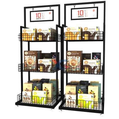 China Miniso Single Sided Furniture Customized 3 Tier Wire Storage Basket Metal Wire Shelving Display Beauty Supply Store Shelves Rack for sale