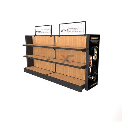 China GXM Customized Modern Customized Large Bar Cabinet Retail Wine and Liquor Store Wine Shelf Furniture Display Wooden Wine Display Rack retail store design for sale