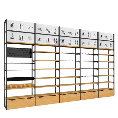 China Retail Store Single Sided Hot Sale Customized Wooden Display Shelving System Gift Items Standing Display Rack Miniso Commercial Store Shelf for sale