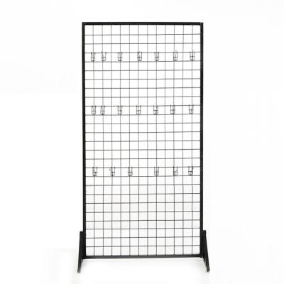 China GXM Double Sided Customized Grid Metal Rack Shelving With Hooks Metal Phone Props Display Rack For Shop for sale