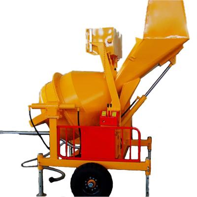 China Civil Construction Projects Topmac 250liter Small Hydraulic Concrete Mixer Machine With Hydraulic Hopper for sale