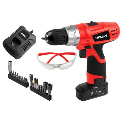 China Battery Power Drills 12v Cordless Screwdriver Cordless Drill Set With Safety Glasses For Women JHD016 for sale