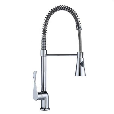 China New Style Sense Faucets Single Lever Brass Flexible Spring Pull Out To Lower Spray Kitchen Faucet for sale