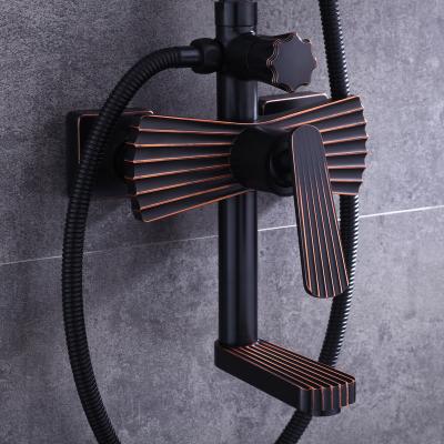 China With custom slide bar festoon form three stage bathtub shower set, black tub faucet shower panel suitable for home, hotel, etc. for sale