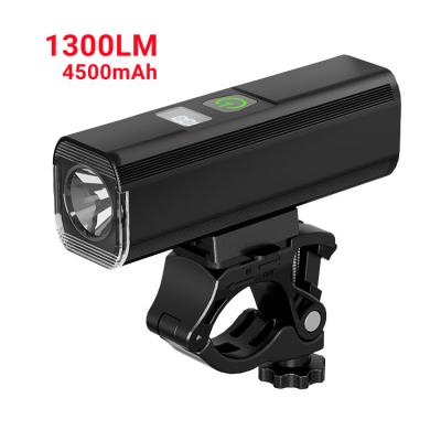 China Power Bank 1300 Lumen 4500mAh TYPE-C Waterproof Rechargeable Bike Light Led Front Flashlight Bicycle Light 109*30*42mm for sale